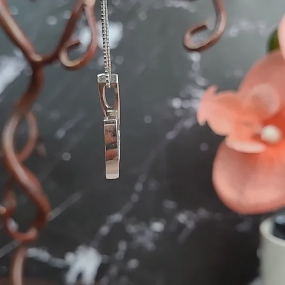 14KT WHITE GOLD TENSION SET DIAMOND PENDANT - Picture 4 of 13